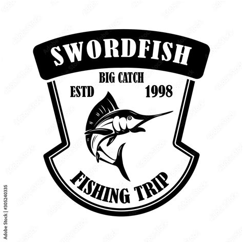 Swordfish Fishing Trip Emblem Template With Marlin Design Element