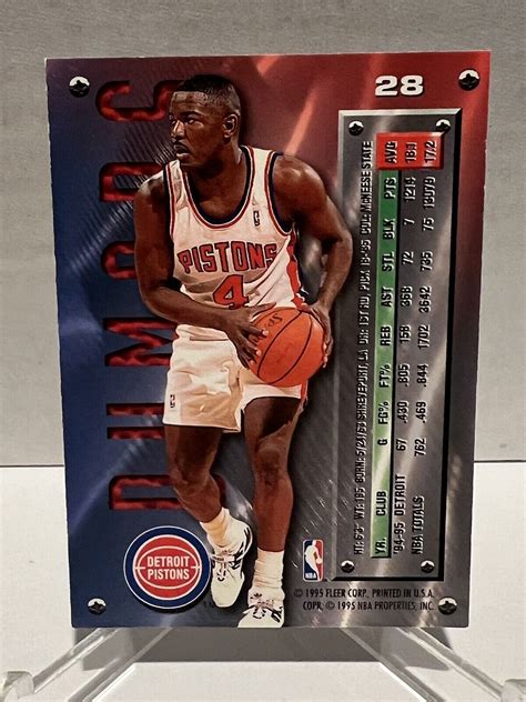 Fleer Metal Joe Dumars Card Basketball Detroit Pistons Mcneese