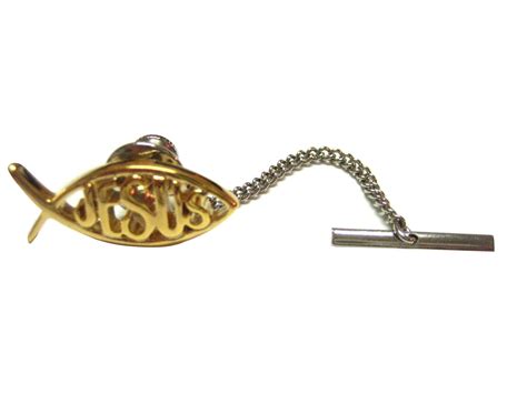 Gold Toned Religious Jesus Ichthys Fish Tie Tack Kiola Designs