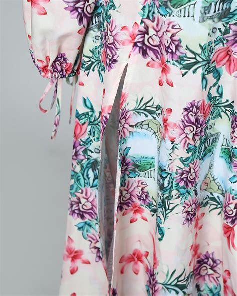 Robe Longue Fendue Imprimé Floral