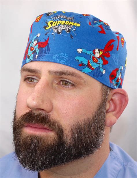 Mens Superman Scrub Cap Mens Scrub Cap Medical Etsy