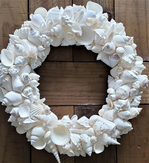 Beach Decor Seashell Wreath Nautical Decor WHITE Shell Etsy