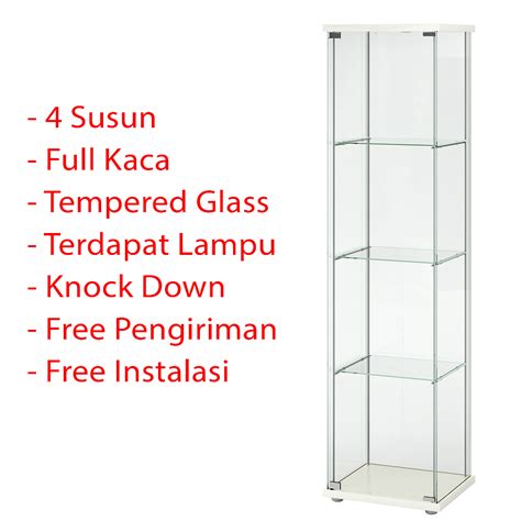 Jual Lemari Pajangan Hias Full Kaca Minimalis 1 Pintu Tempered Glass