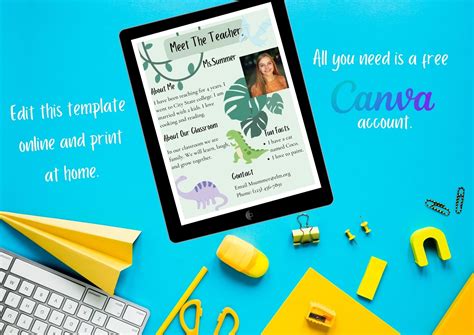 Dino Meet The Teacher Editable Canva Template Colorful Etsy