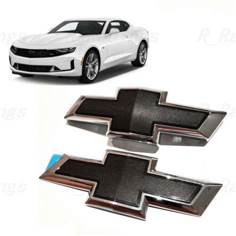 Front Rear Chrome Black Bowtie Emblems Fit Chevrolet Camaro