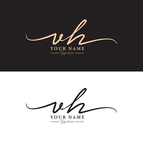 Vh Initial Letter Signature Luxury Logo Template Vh Handwriting Letter