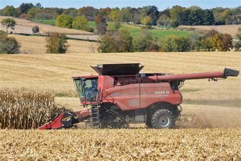 CASE IH 9250 Track Combine Harvesting Corn In Beautiful Northern