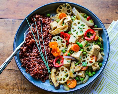 Ginger Lotus Root Stir Fry With Red Rice Sharon Palmer The Plant Powered Dietitian