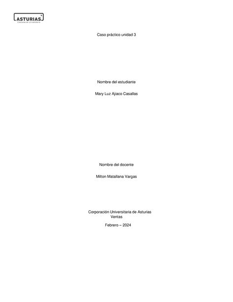 Caso Practico Unidad Caso Pr Ctico Unidad Nombre Del Estudiante