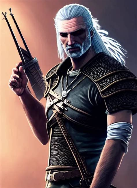 portrait of Geralt from the Witcher as a character in | Stable ...