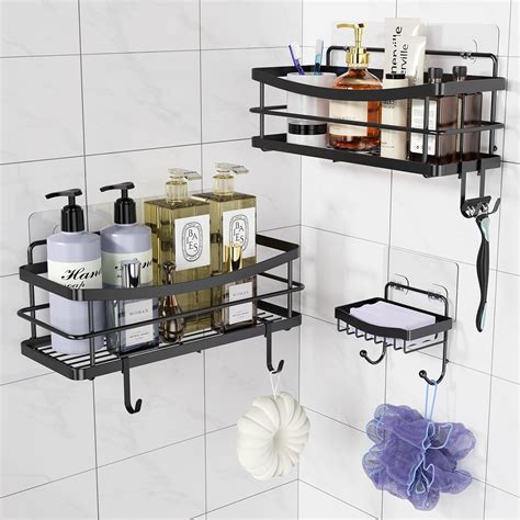 Odesign Shower Caddy Storage With Removable 4 Hooks Adhesive Shower