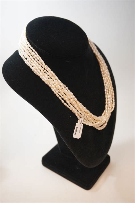 Pearls Strand Rice Pearl Necklace Gold K Clasp Gem