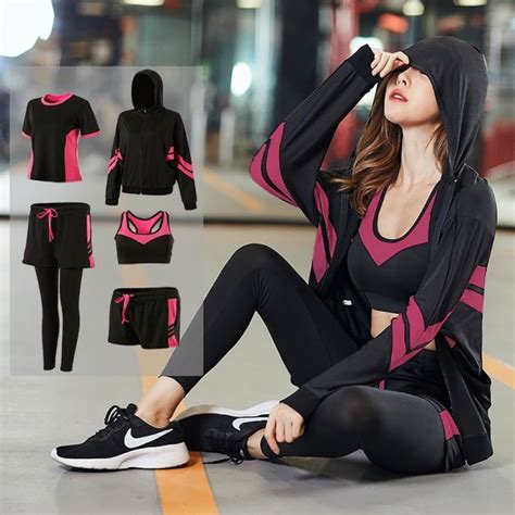 Women Gym 5 Piece Set Workout Clothes Running Women Gym Women