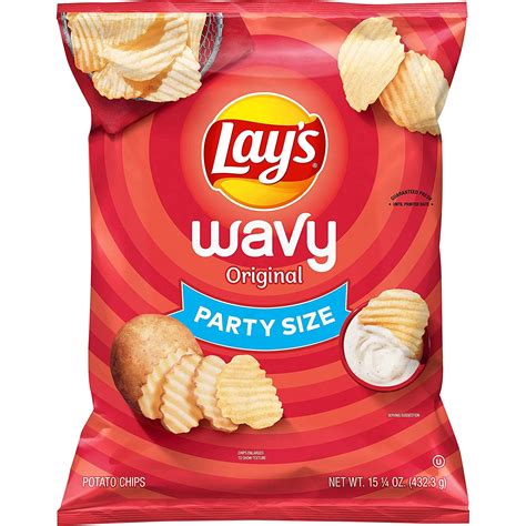 Lay's Wavy Potato Chips, Classic Flavor, 15.25oz Party Size! Bag ONLY ...