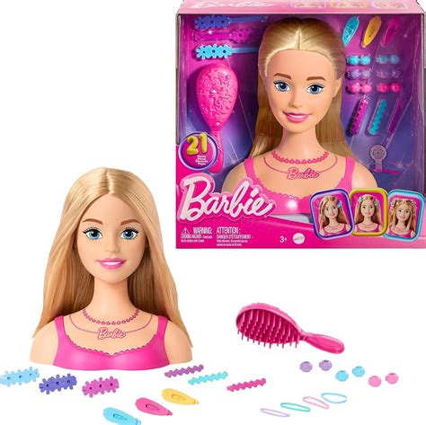 Barbie Tête de poupée cheveux blonds avec 20 accessoires colorés tête