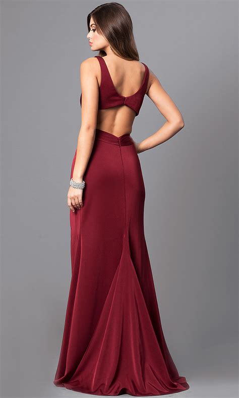 V Neck Faviana Prom Dress With Open Back Promgirl