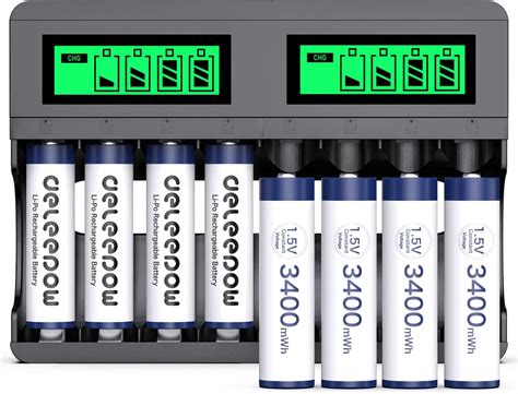 Deleepow Baterías AA recargables de 3400 mWh de 1 5 V baterías