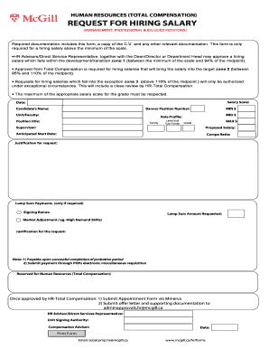 Fillable Online Mcgill Request For Salary Adjustment Form Request Form