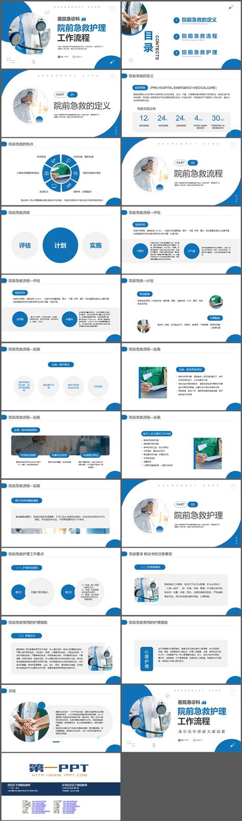 医院急诊科院前急救护理工作流程ppt模板 第一ppt