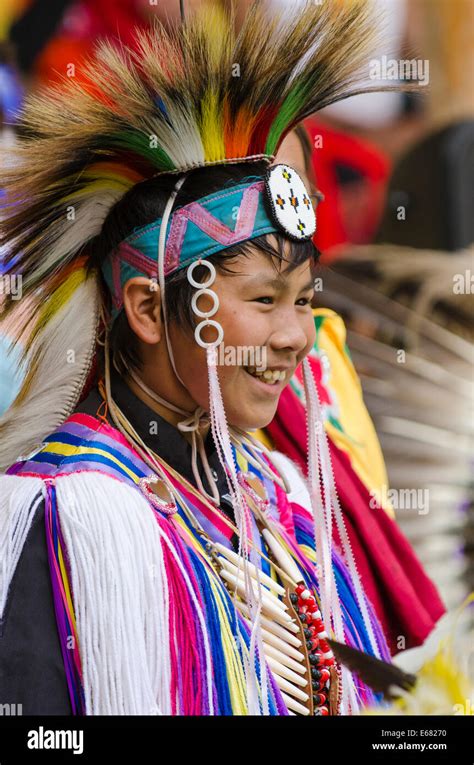 Traditional Costumed Native First Nation Boy Powwow Pow Pow Dancer