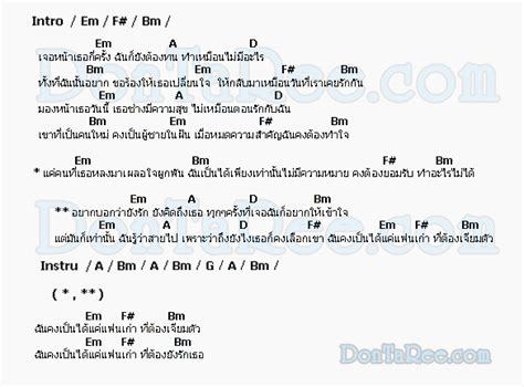คอร์ดเพลง แฟนเก่า ลาบานูน แฟนเก่า คอร์ดเนื้อเพลง แฟนเก่า เนื้อ