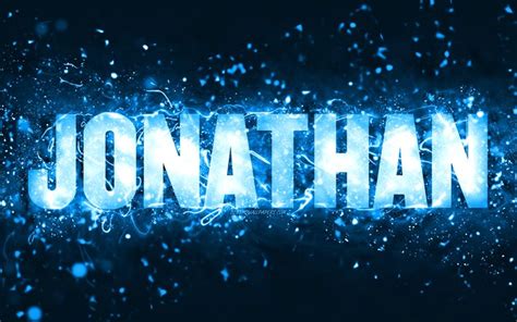 Download wallpapers Happy Birthday Jonathan, 4k, blue neon lights ...