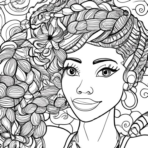 Desenho Para Colorir Linda Mulher Afro Americana Creative Fabrica