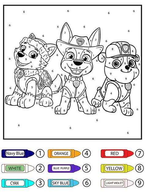 Paw Patrol Color By Number Coloring Pages Coloringlib