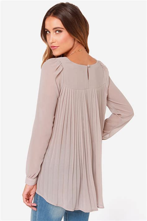 Taupe Top Long Sleeve Top Taupe Blouse 42 00 Lulus