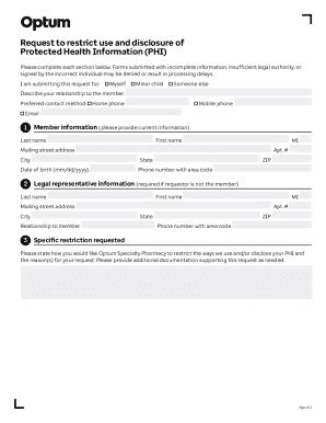 Fillable Online Request To Restrict Use And Disclosure Ofprotected