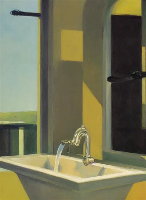 Water Faucet Dripping Edward Hopper Highly Detailed Stable Diffusion