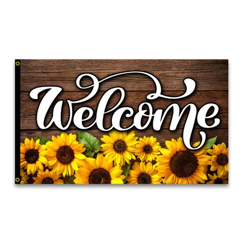 Welcome Sunflower Premium 3x5 Foot Flag Or Optional Flag With