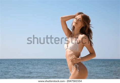 Attractive Woman Perfect Body Bikini Near Stock Photo 2047581554