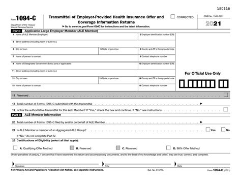 Irs Form 1094 C ≡ Fill Out Printable Pdf Forms Online