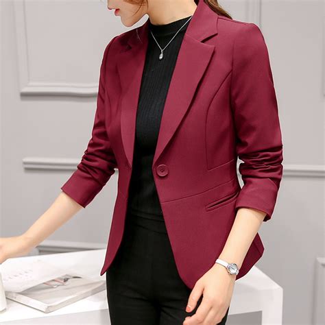 Ladies Blazer Long Sleeve Blaser Women Suit Jacket Female Feminine Blazer Femme Pink Blue White