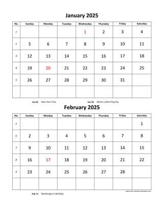 Printable monthly calendar 2025