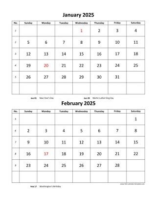 Monthly 2025 Calendar 4 Months Per Page Vertical Free Calendar