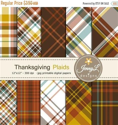 Thanksgiving Plaids Digital Papers Tartan Stripes Fall Autumn Brown