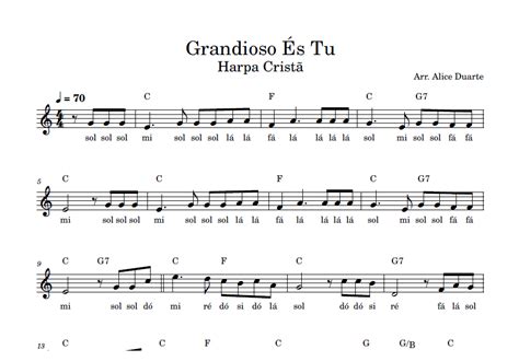 Grandioso S Tu Harpa Crist Partitura Facilitada Em D Maior