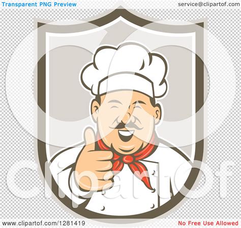 Clipart Of A Retro Happy Male Chef With A Mustache Holding A Thumb Up