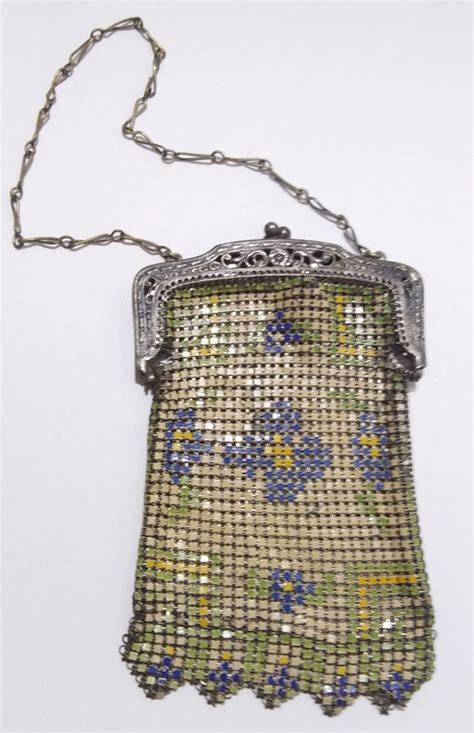 S Art Deco Whiting And Davis Enamel Mesh Bag Gem