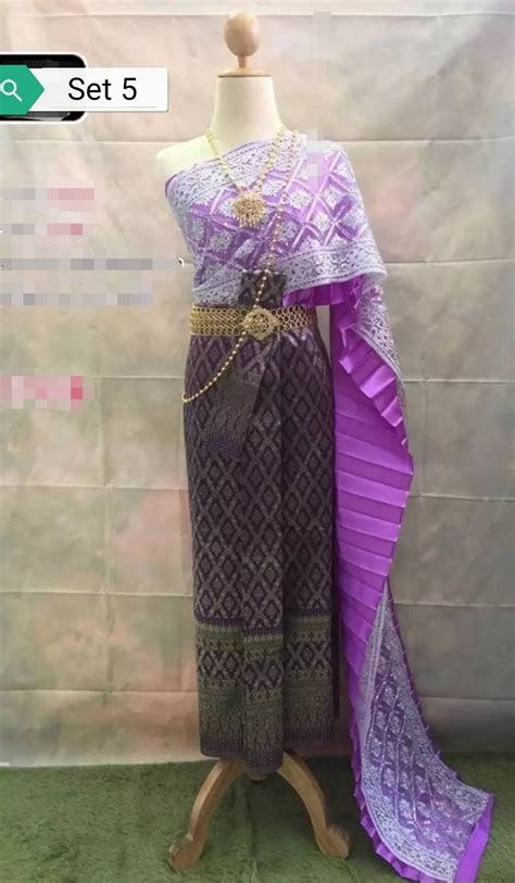 Elegant Traditional Thai Dress Lace Sash Sabai Silk Skirt Etsy