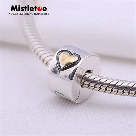 Authentic 925 Sterling Silver Classic Heart Charm Clip Stopper Bead Fit