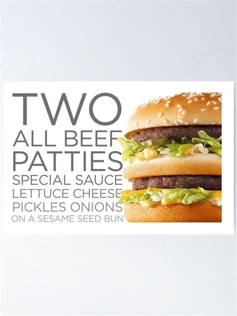 2 All Beef Patties Special Sauce Lettuce Cheese Beef Poster