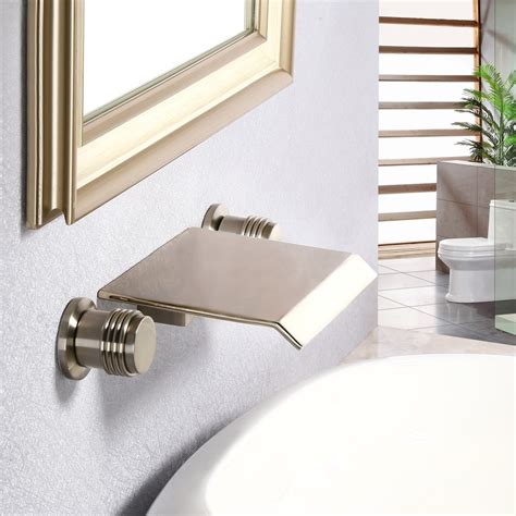 Luxury Moda Brushed Nickel Waterfall Wall Mounted Sink Faucet For