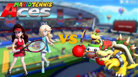 Mario Tennis Aces Pauline And Rosalina Vs Bowser And Bowser Jr Marina