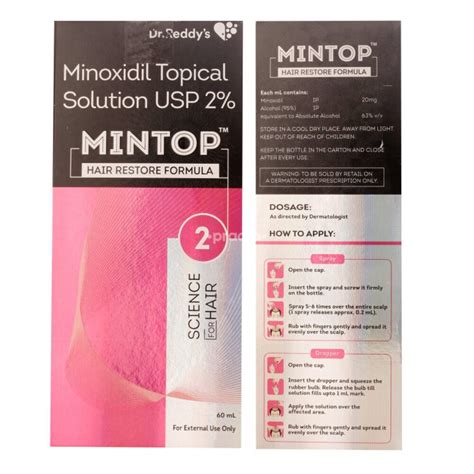 Dr Reddy Minoxidil Solution Mintop For Hair Care Packaging Size