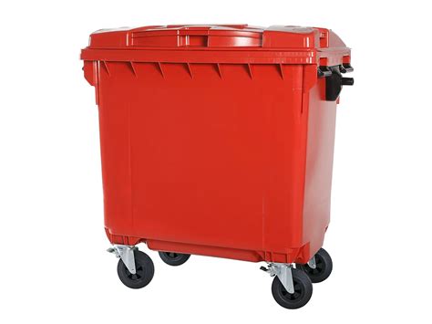 Four Wheeled Litre Waste Container Red Transoplastshop