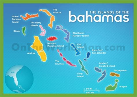 The islands of The Bahamas map - Ontheworldmap.com