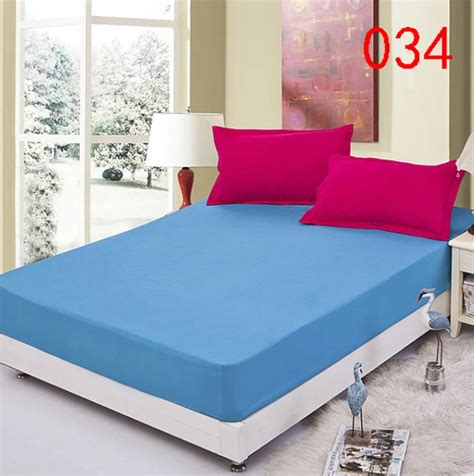 Blue Polyester Fitted Sheet Single Double Bed Sheets Fitted Cover Twin